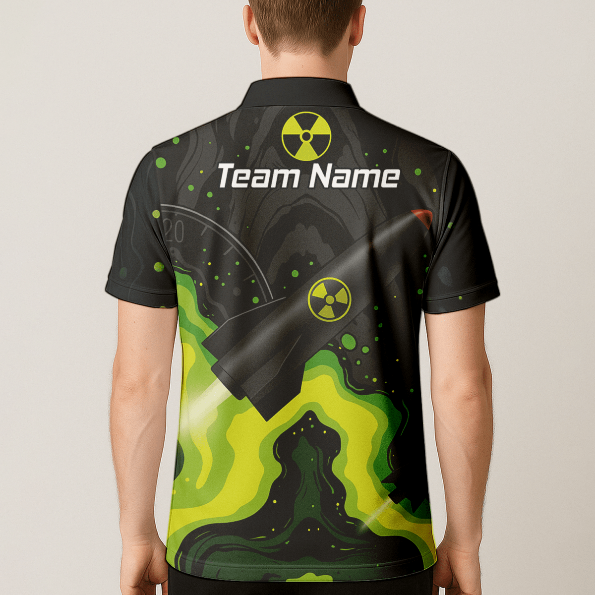 Personalisiertes Dart - Polohemd für Herren – Schwarz - Grün, Individuell gestaltbar, Nuklear - Strahlung Design Z8899 - Outfitsuche
