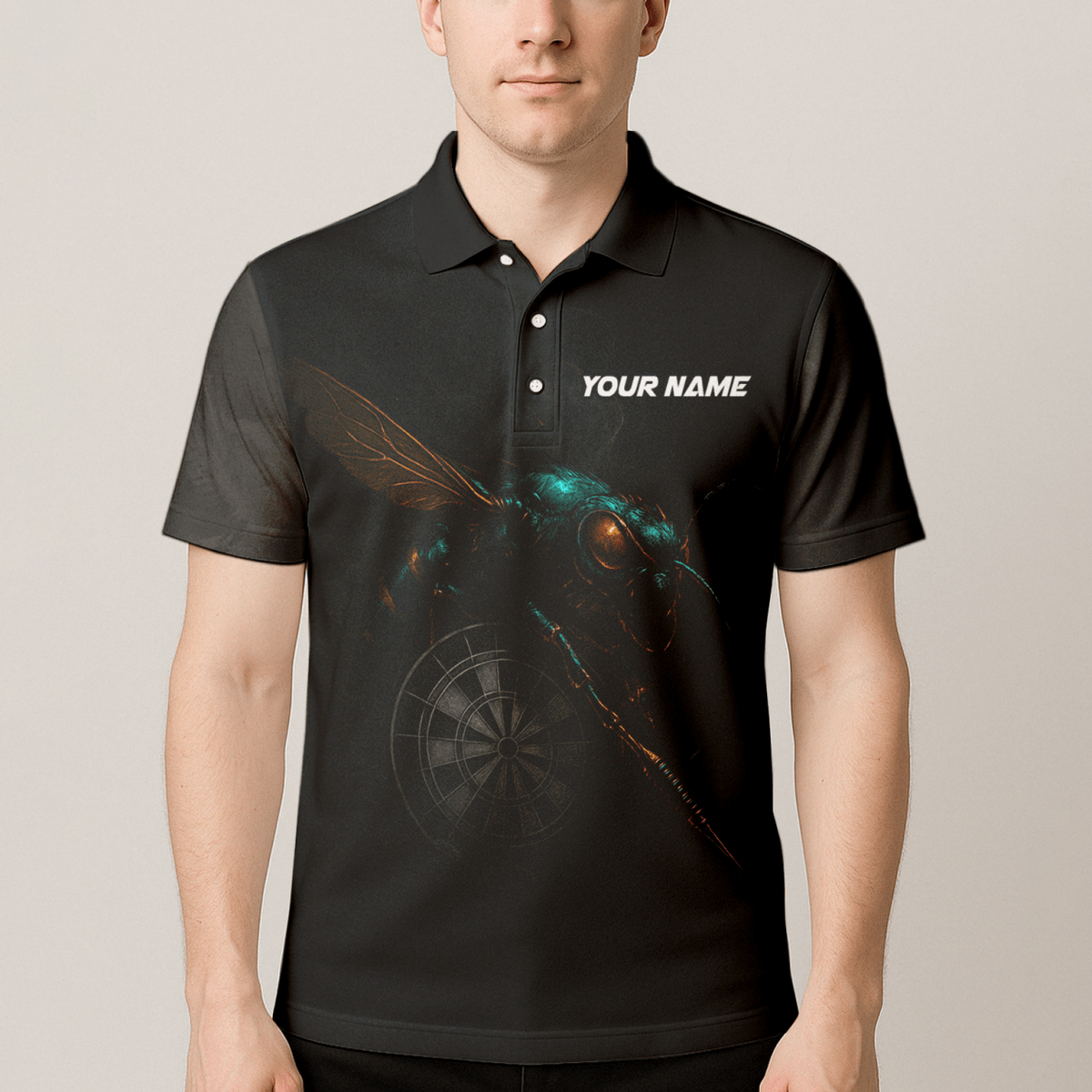 Personalisiertes Dart Polohemd Herren - Schwarze Wespe Design - Mit Name für Team L1818 - Outfitsuche