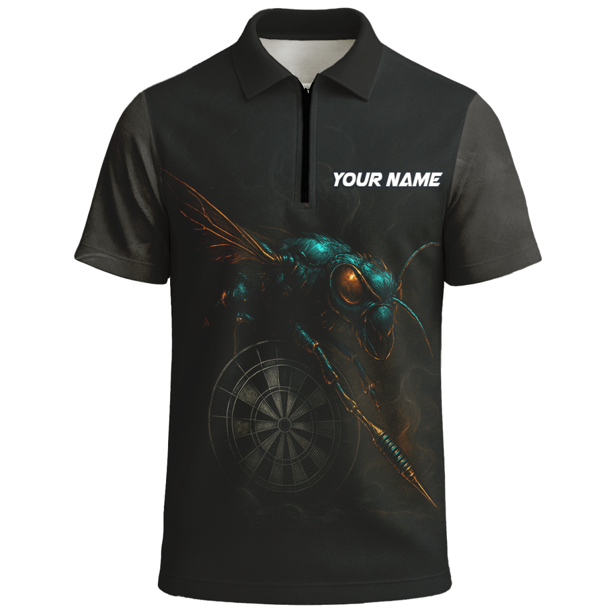Personalisiertes Dart Polohemd Herren - Schwarze Wespe Design - Mit Name für Team L1818 - Outfitsuche
