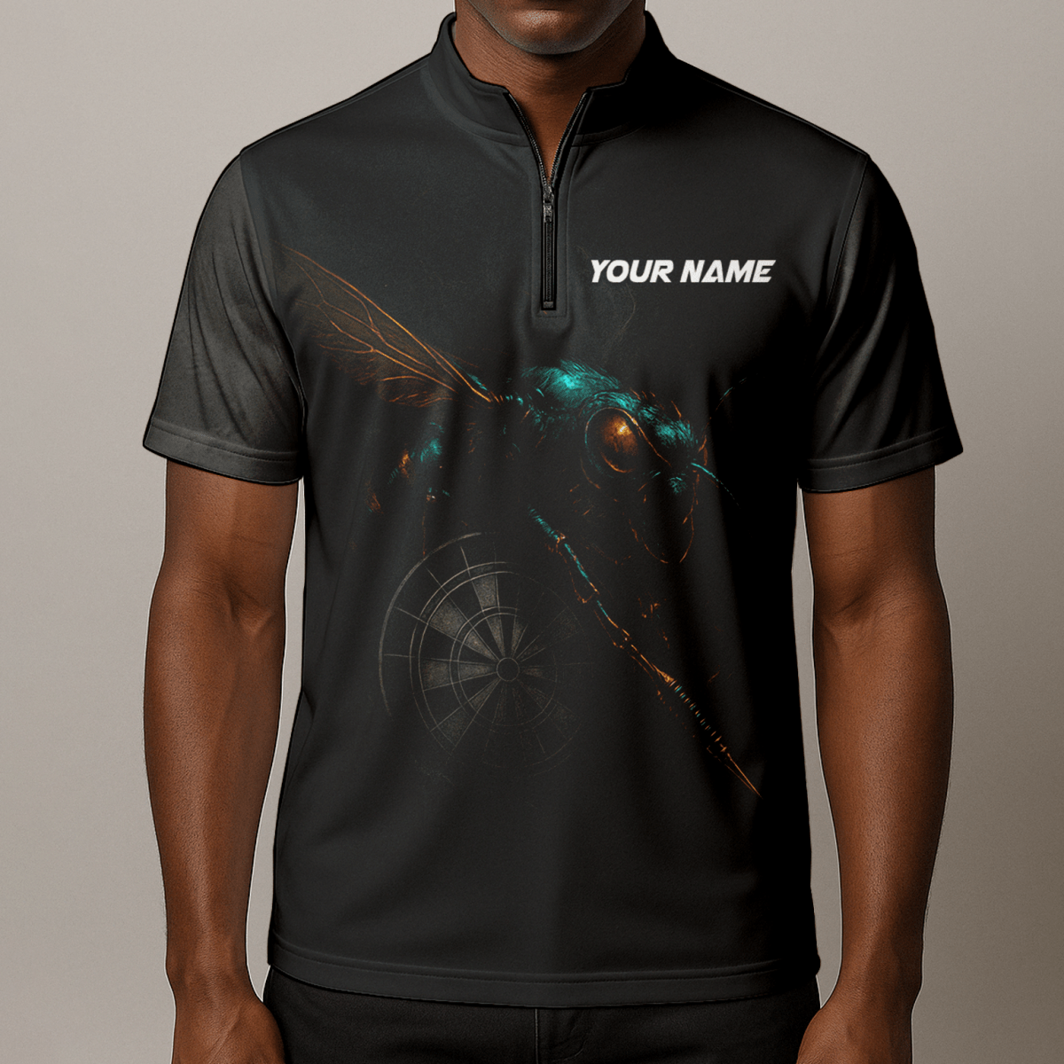 Personalisiertes Dart Polohemd Herren - Schwarze Wespe Design - Mit Name für Team L1818 - Outfitsuche