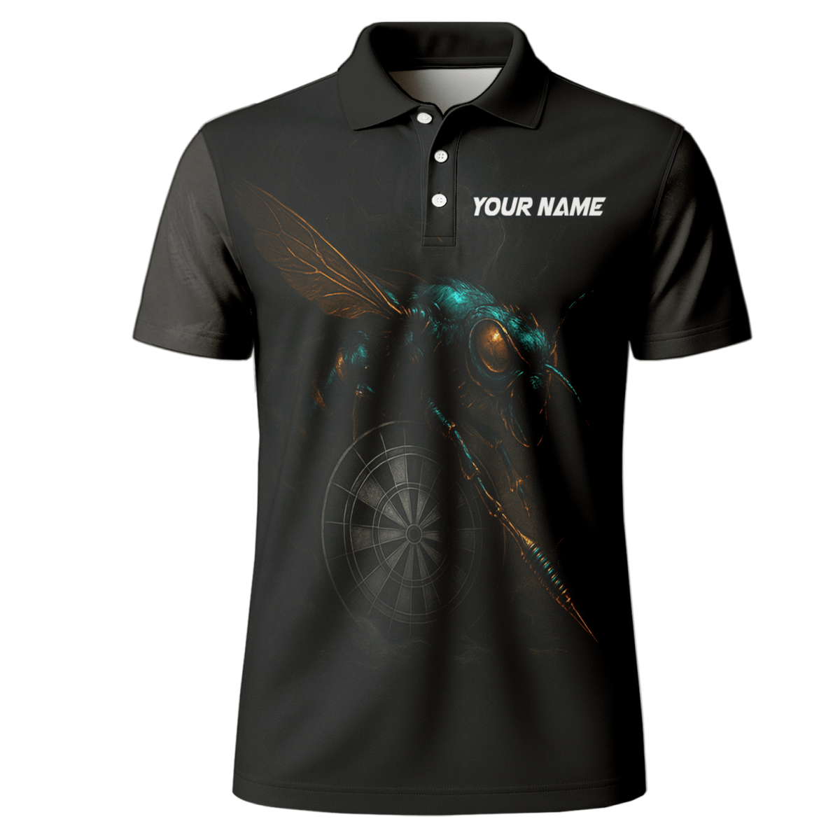 Personalisiertes Dart Polohemd Herren - Schwarze Wespe Design - Mit Name für Team L1818 - Outfitsuche