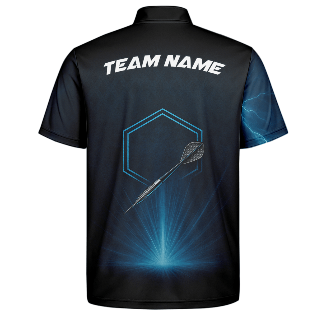 Personalisiertes Dart - Polohemd mit Blitzmotiv Schwarz - Blau Herren X4512 - Outfitsuche