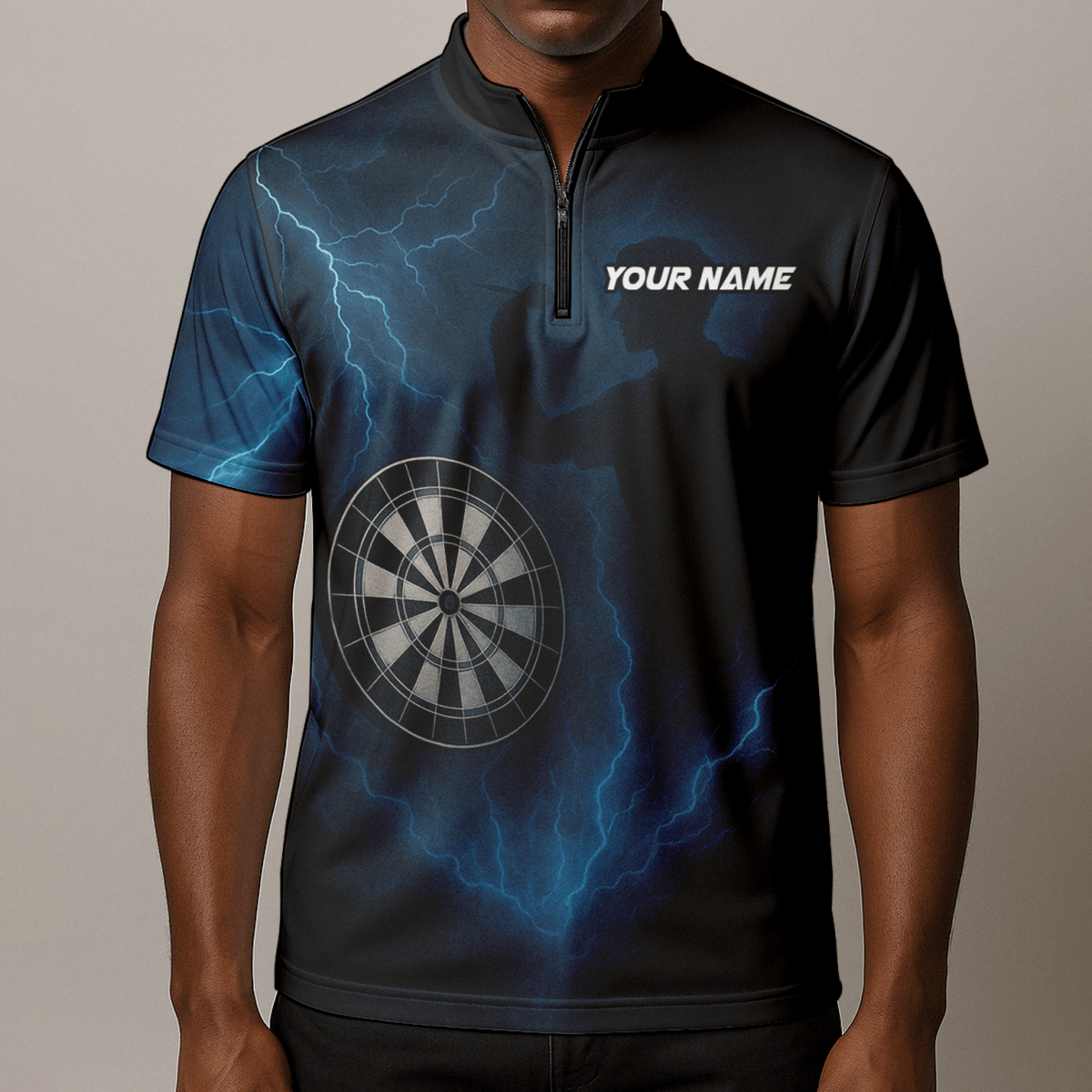 Personalisiertes Dart - Polohemd mit Blitzmotiv Schwarz - Blau Herren X4512 - Outfitsuche