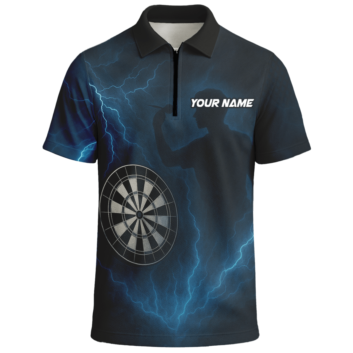 Personalisiertes Dart - Polohemd mit Blitzmotiv Schwarz - Blau Herren X4512 - Outfitsuche