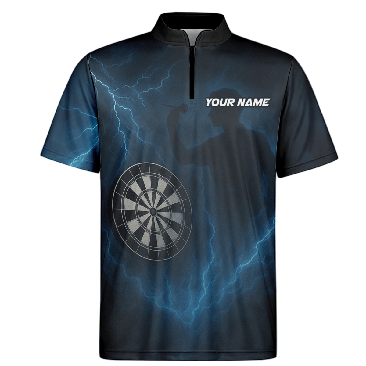Personalisiertes Dart - Polohemd mit Blitzmotiv Schwarz - Blau Herren X4512 - Outfitsuche