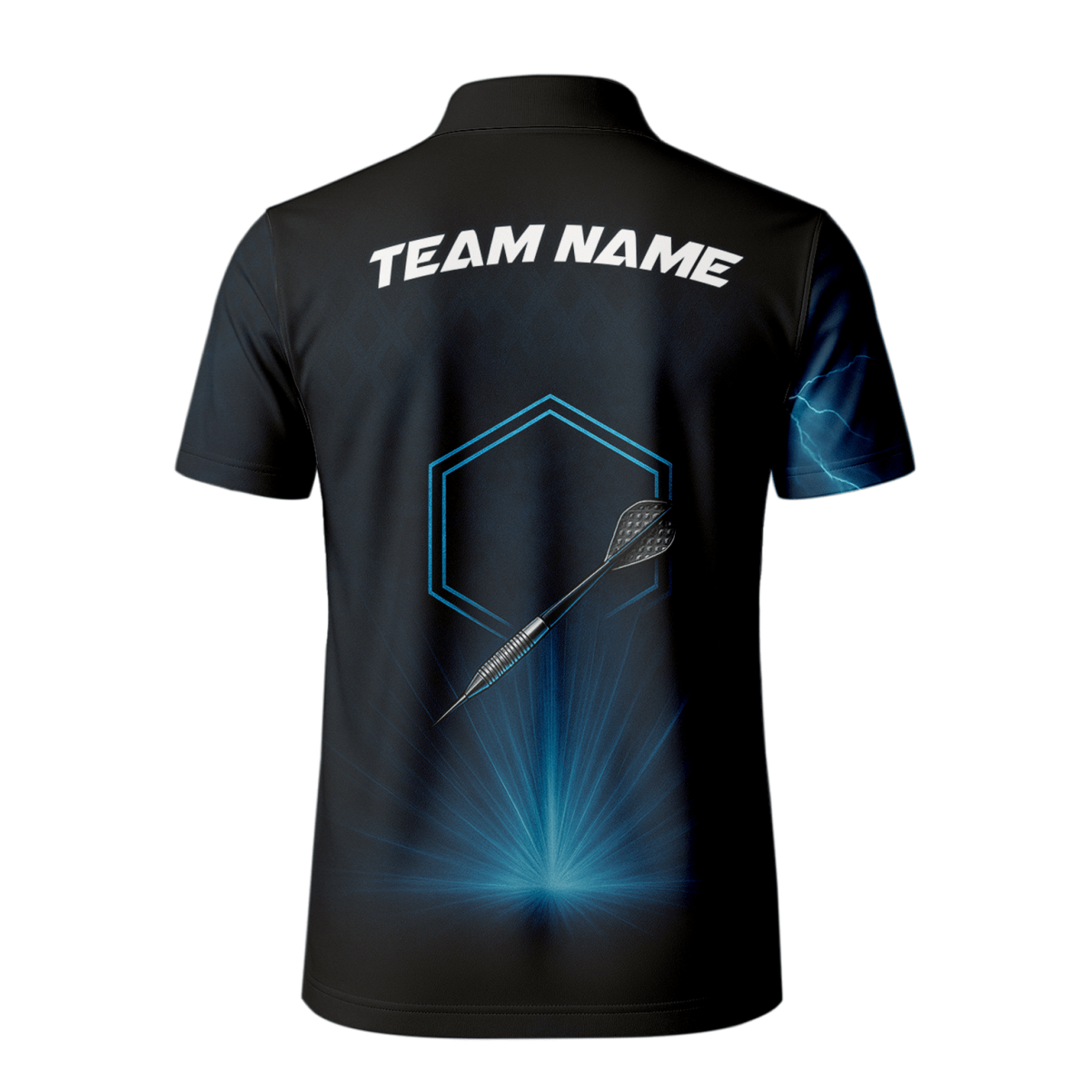 Personalisiertes Dart - Polohemd mit Blitzmotiv Schwarz - Blau Herren X4512 - Outfitsuche