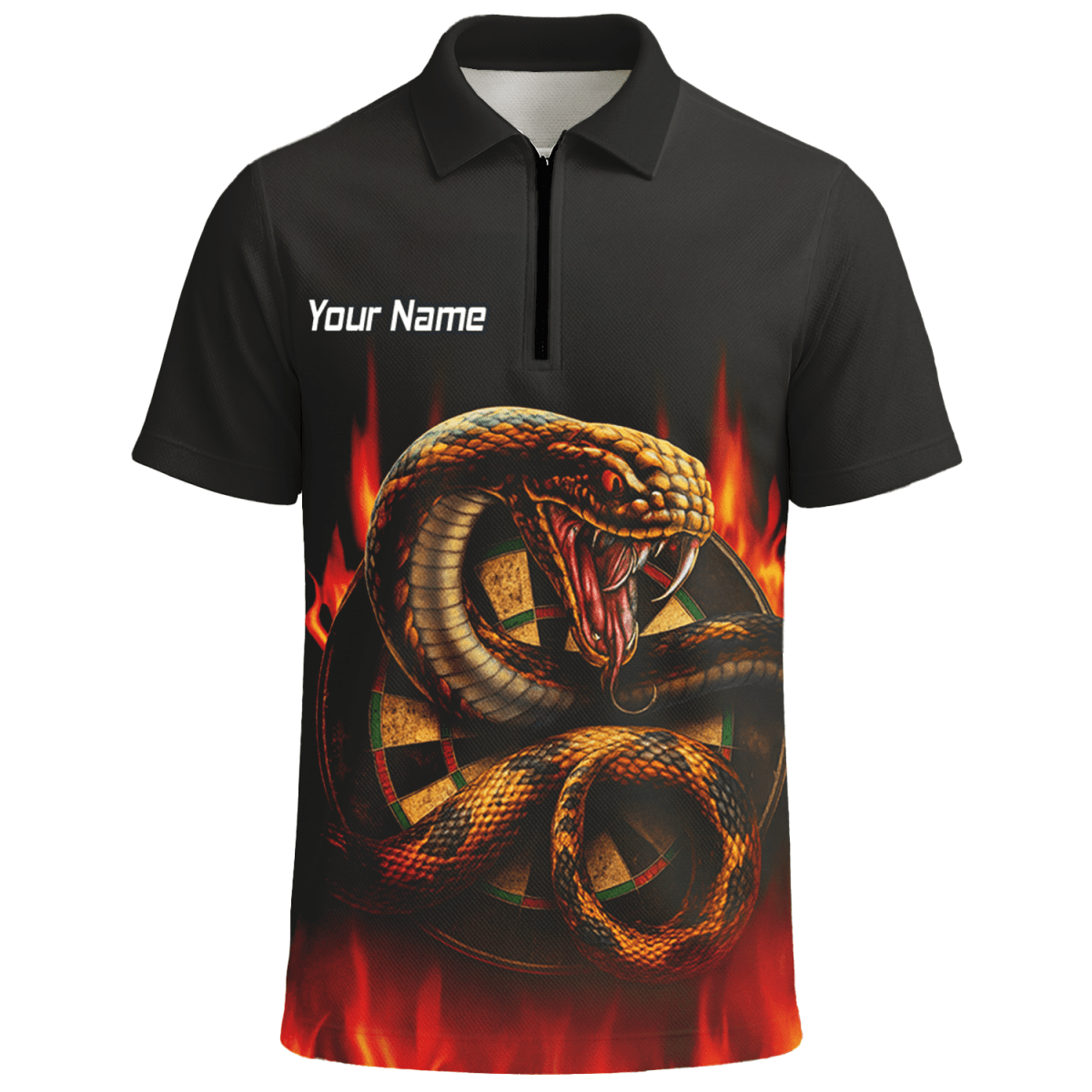 Personalisiertes Dart Poloshirt für Herren | Kobra Feuer Schlange Design Schwarz Rot G4939 - Outfitsuche