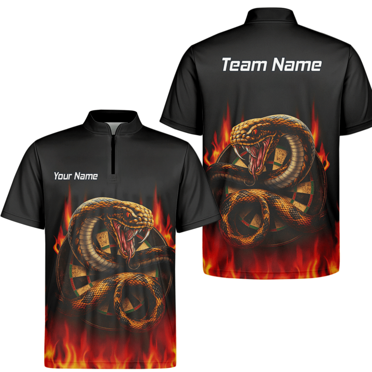 Personalisiertes Dart Poloshirt für Herren | Kobra Feuer Schlange Design Schwarz Rot G4939 - Outfitsuche