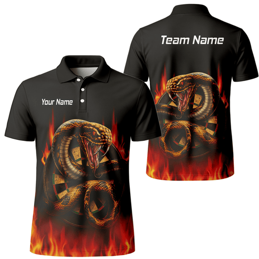 Personalisiertes Dart Poloshirt für Herren | Kobra Feuer Schlange Design Schwarz Rot G4939 - Outfitsuche