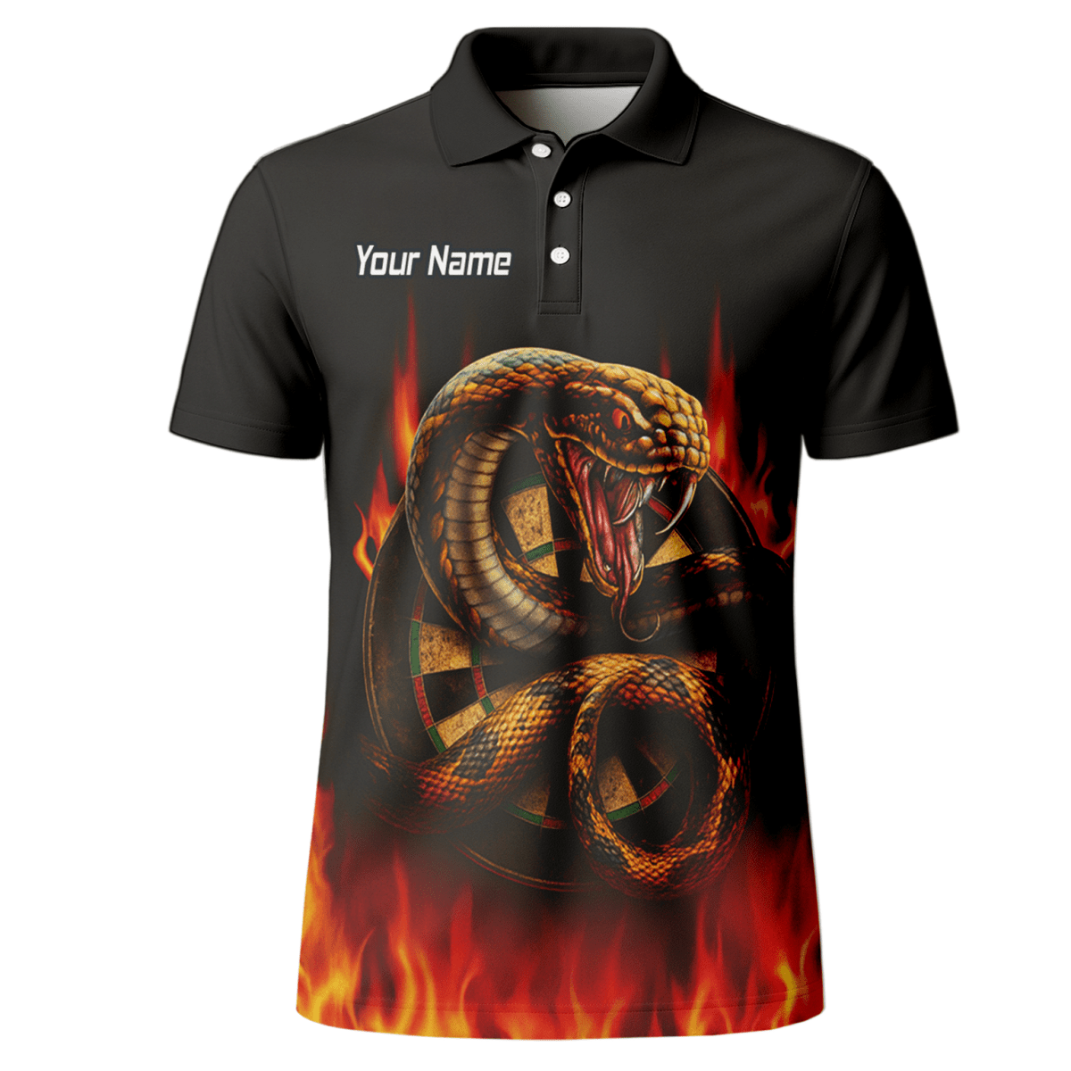 Personalisiertes Dart Poloshirt für Herren | Kobra Feuer Schlange Design Schwarz Rot G4939 - Outfitsuche