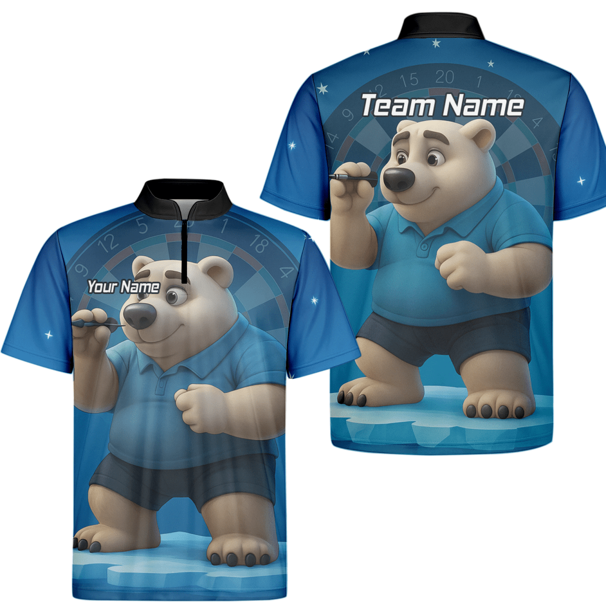 Personalisiertes Dart - Poloshirt für Herren mit Eisbär Motiv, Blau U3422 - Outfitsuche