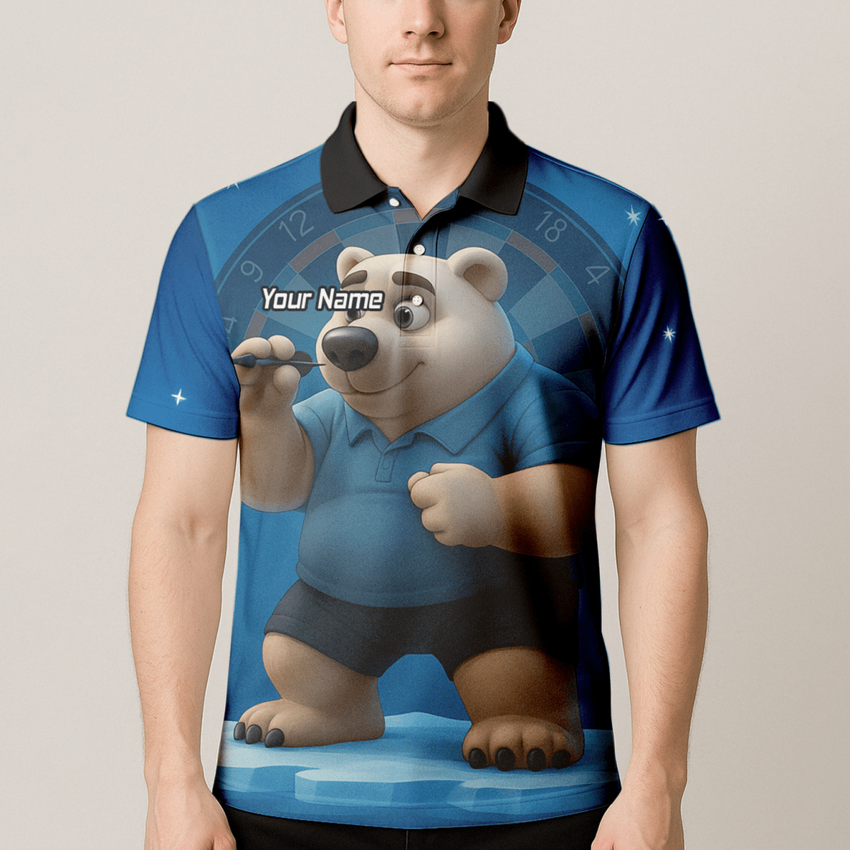 Personalisiertes Dart - Poloshirt für Herren mit Eisbär Motiv, Blau U3422 - Outfitsuche