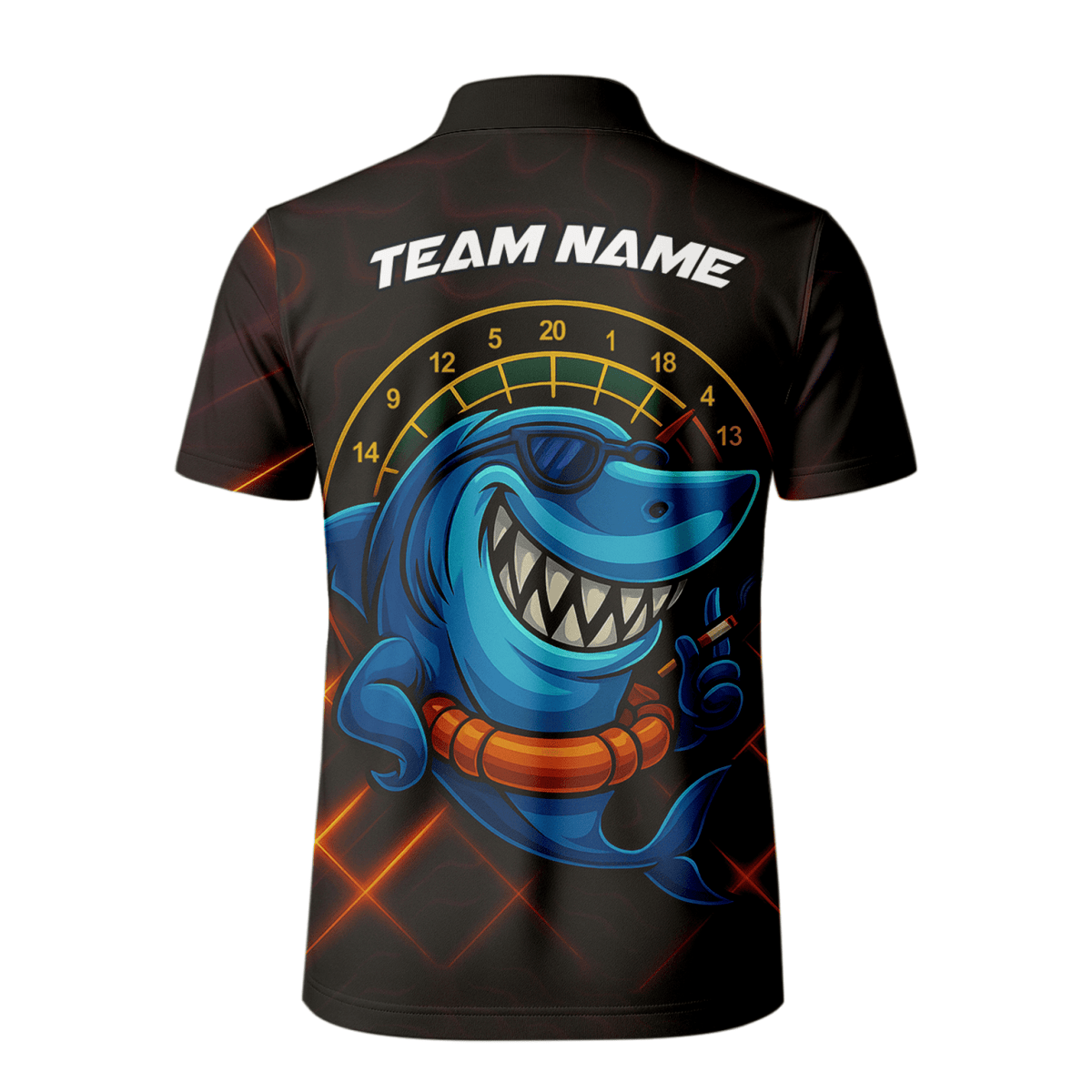 Personalisiertes Dart - Poloshirt für Herren mit wütendem Dartscheiben - Maskottchen, Weiß - Schwarz G3683 - Outfitsuche