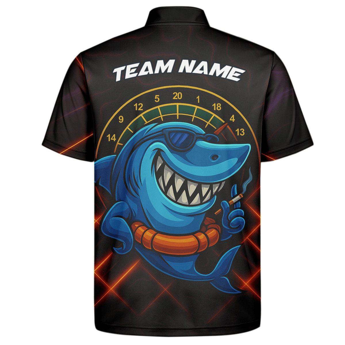 Personalisiertes Dart - Poloshirt für Herren mit wütendem Dartscheiben - Maskottchen, Weiß - Schwarz G3683 - Outfitsuche