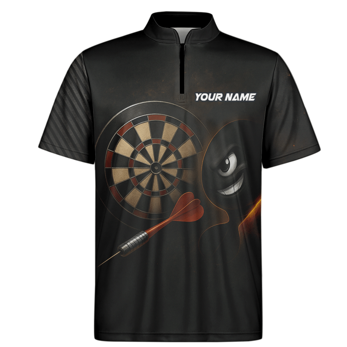 Personalisiertes Dart Poloshirt für Herren - Schwarz mit Bombe Feuer Explosion Print P7113 - Outfitsuche