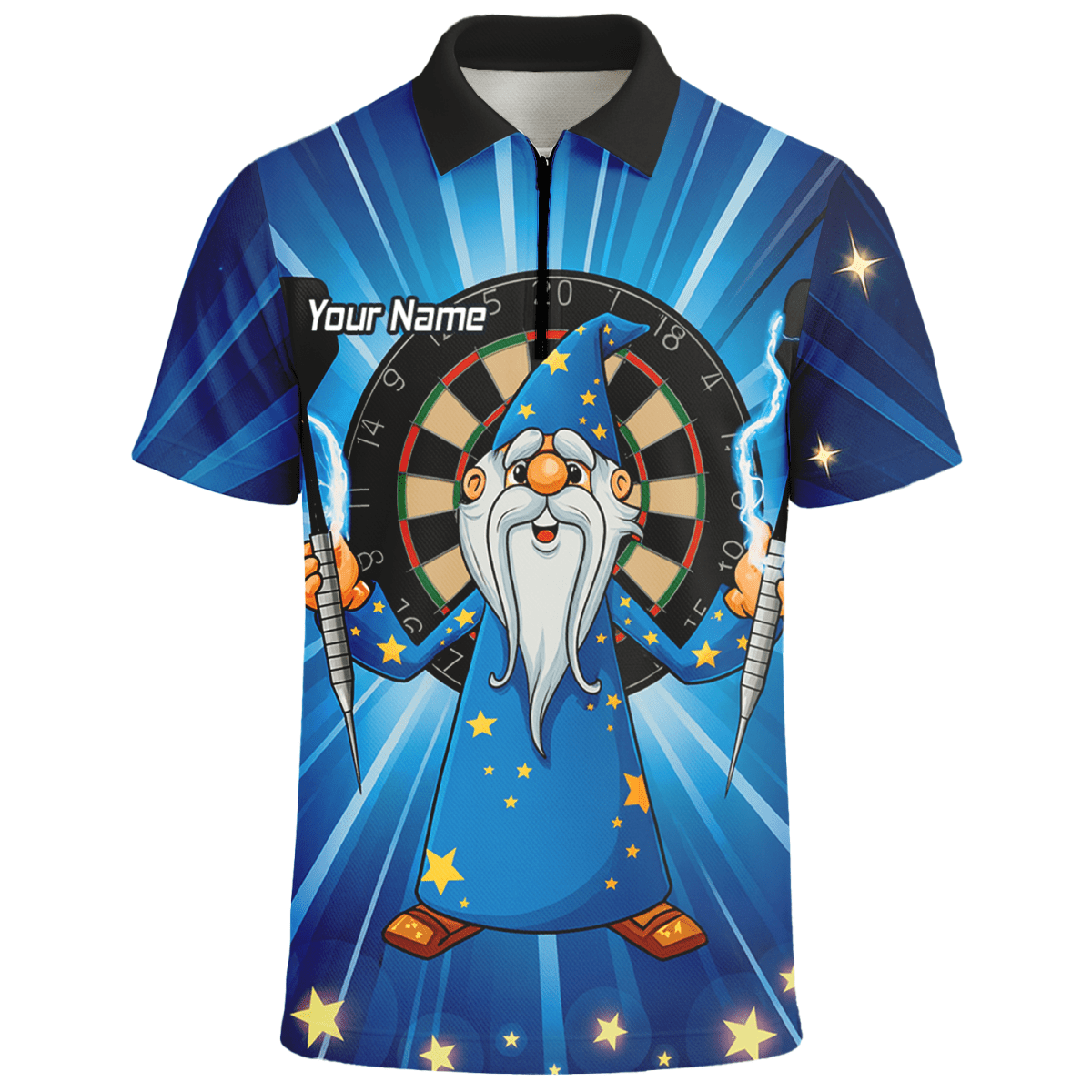 Personalisiertes Dart Poloshirt für Herren | Zauberer - Design Blaue Sterne V9664 - Outfitsuche