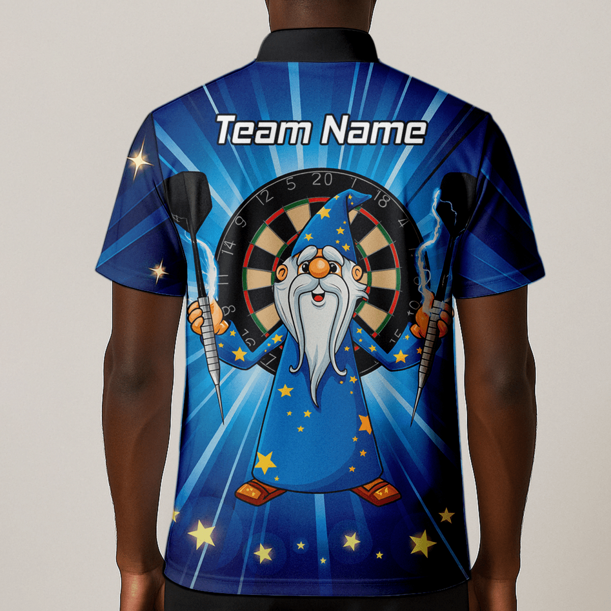 Personalisiertes Dart Poloshirt für Herren | Zauberer - Design Blaue Sterne V9664 - Outfitsuche