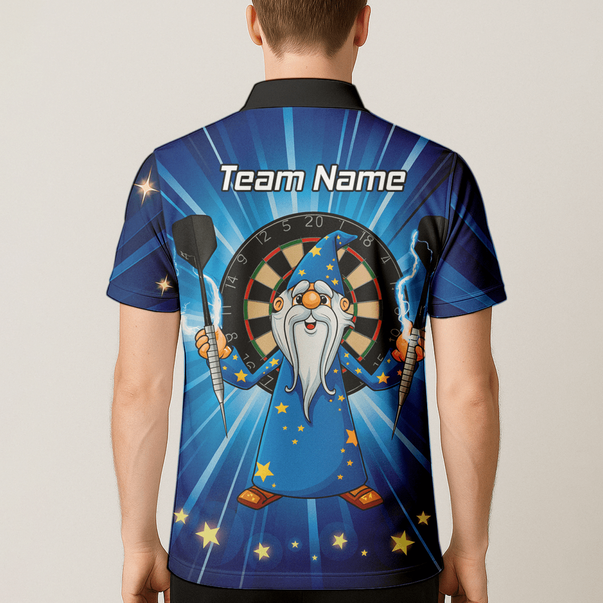 Personalisiertes Dart Poloshirt für Herren | Zauberer - Design Blaue Sterne V9664 - Outfitsuche