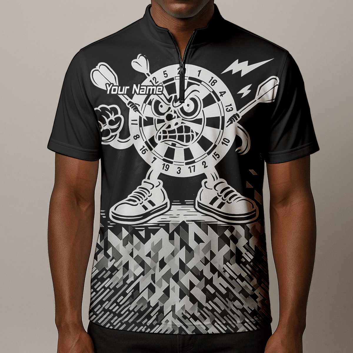 Personalisiertes Dart - Poloshirt mit wütendem Maskottchen für Herren G3683bg - Outfitsuche