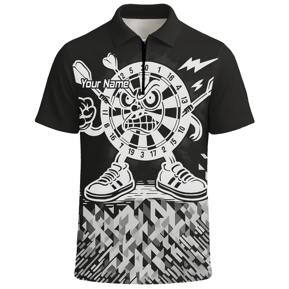 Personalisiertes Dart - Poloshirt mit wütendem Maskottchen für Herren G3683bg - Outfitsuche