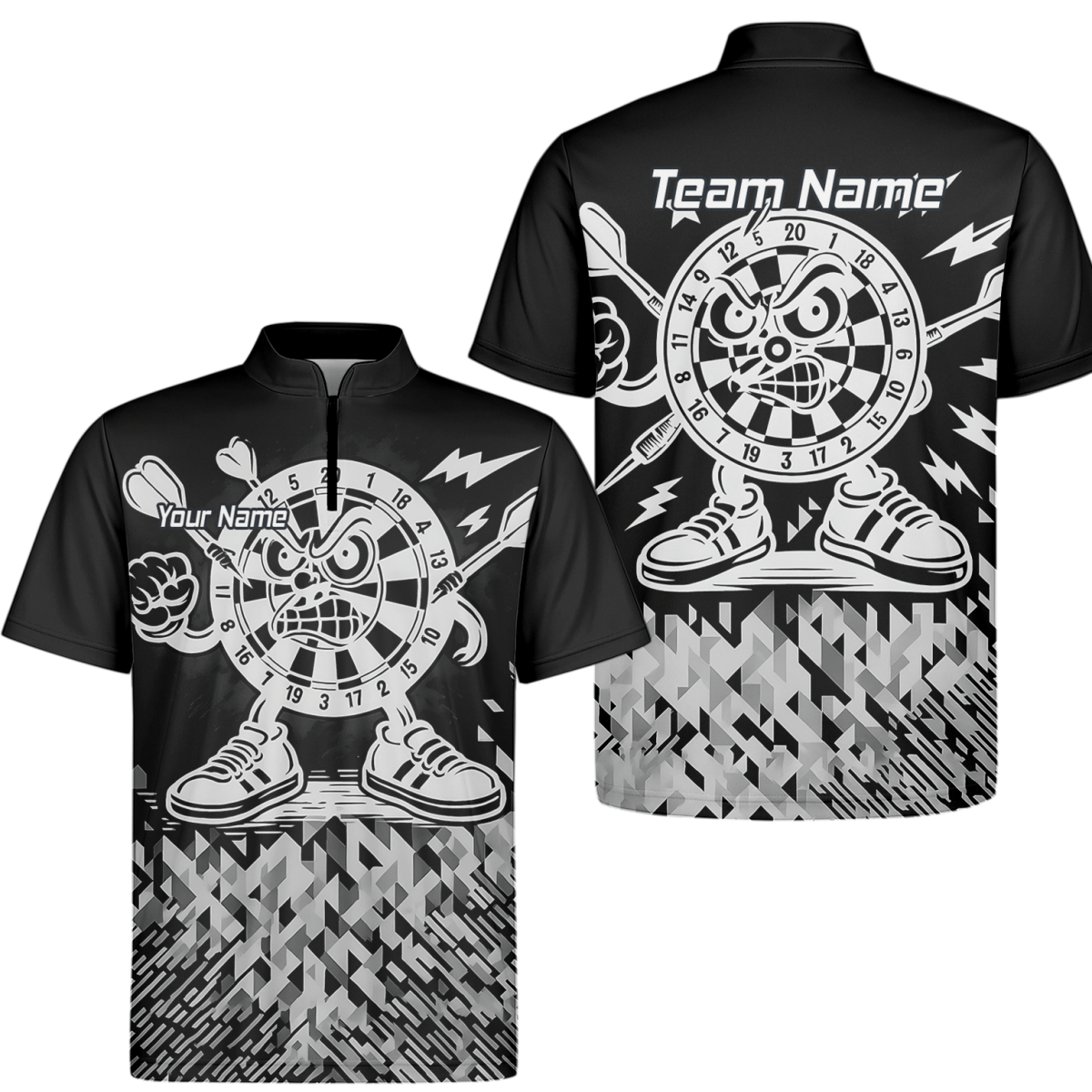 Personalisiertes Dart - Poloshirt mit wütendem Maskottchen für Herren G3683bg - Outfitsuche