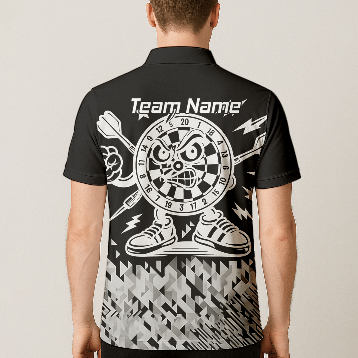 Personalisiertes Dart - Poloshirt mit wütendem Maskottchen für Herren G3683bg - Outfitsuche