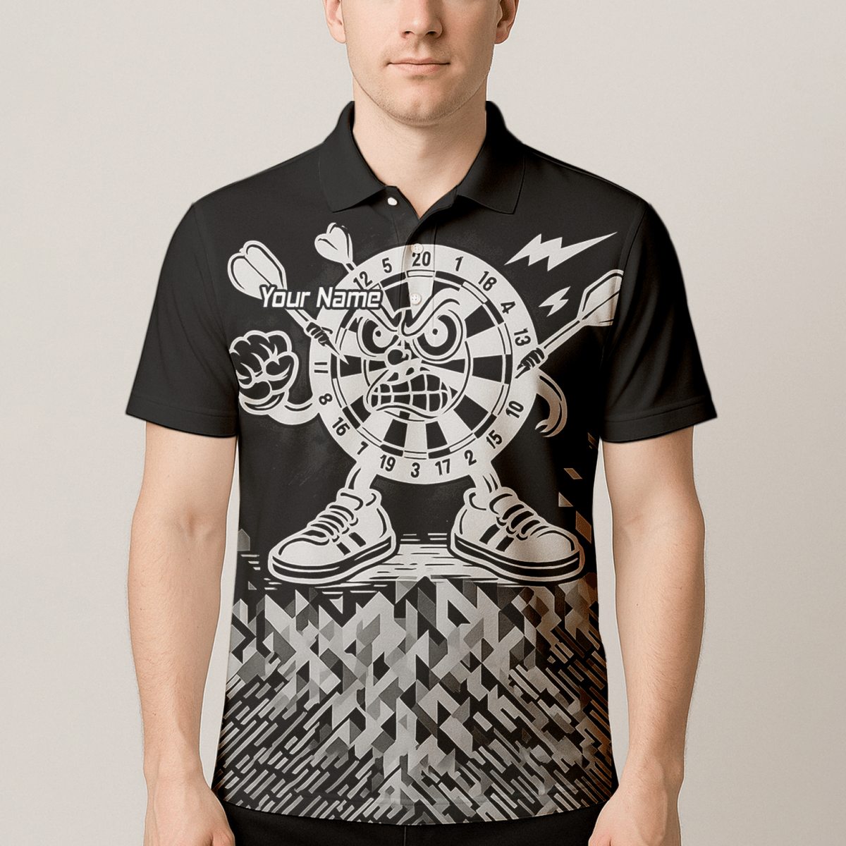 Personalisiertes Dart - Poloshirt mit wütendem Maskottchen für Herren G3683bg - Outfitsuche