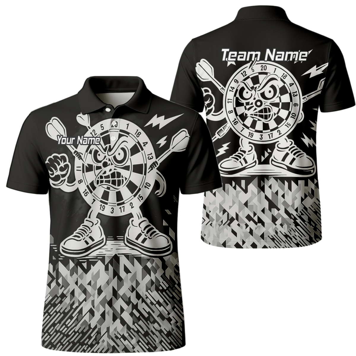 Personalisiertes Dart - Poloshirt mit wütendem Maskottchen für Herren G3683bg - Outfitsuche