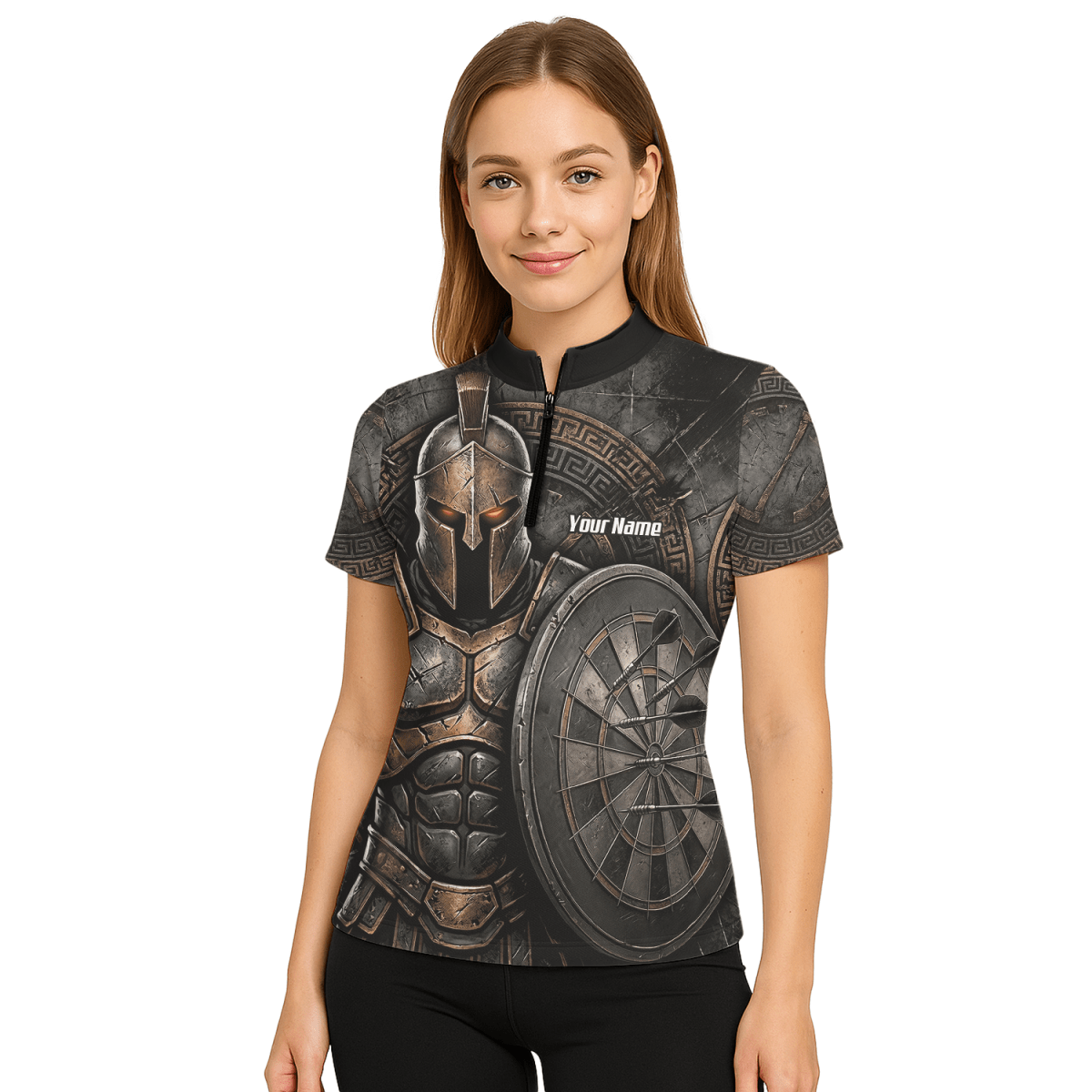 Personalisiertes Dart Trikot Damen – Spartanischer Krieger Bronze A8783 - Outfitsuche