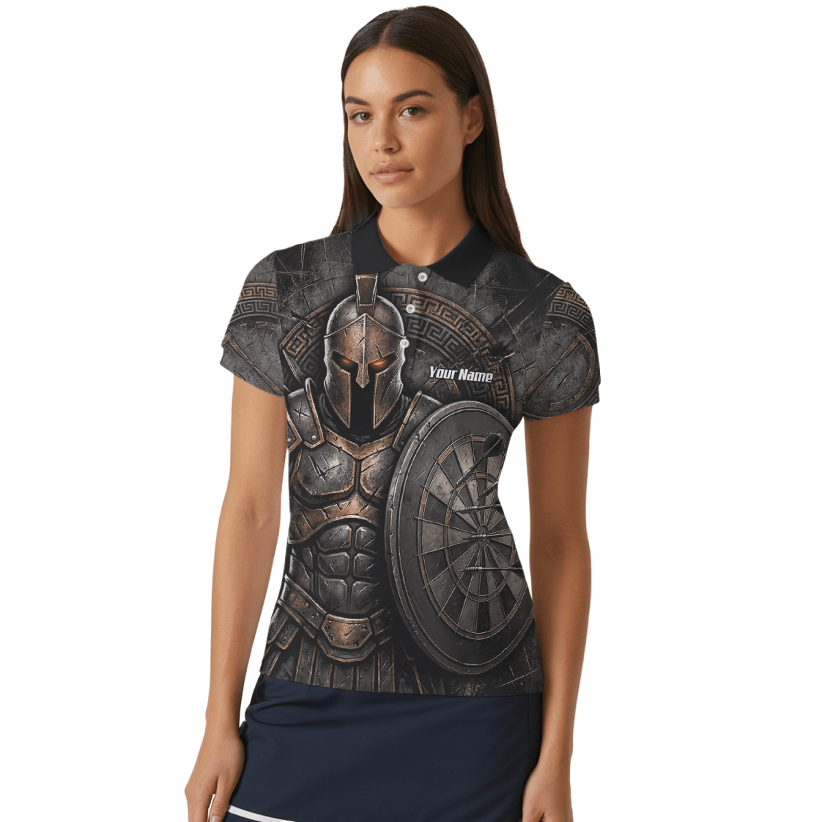 Personalisiertes Dart Trikot Damen – Spartanischer Krieger Bronze A8783 - Outfitsuche