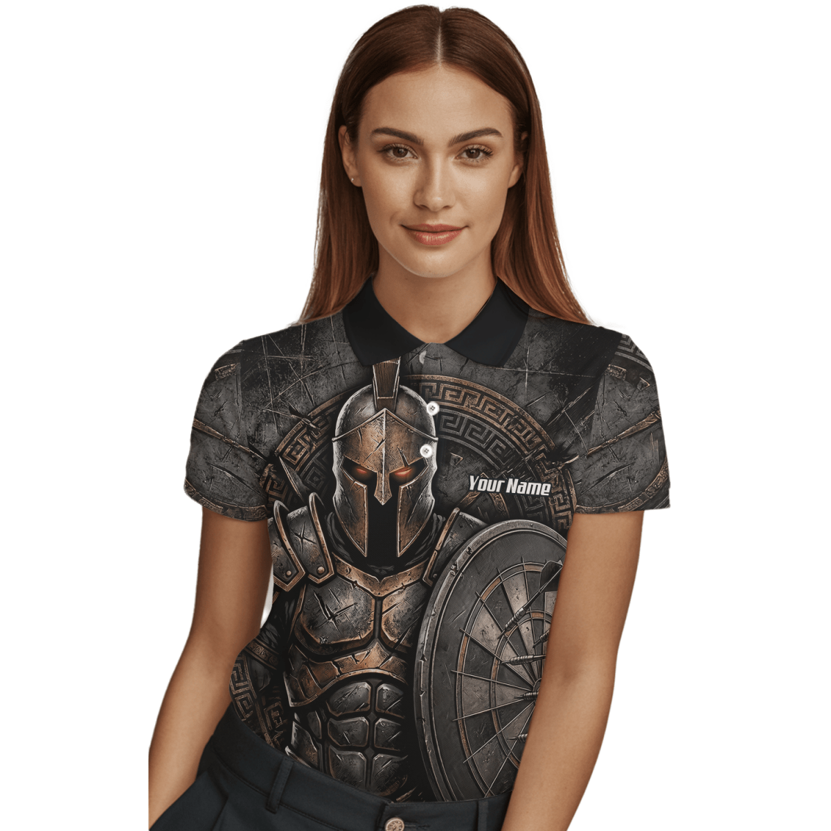 Personalisiertes Dart Trikot Damen – Spartanischer Krieger Bronze A8783 - Outfitsuche