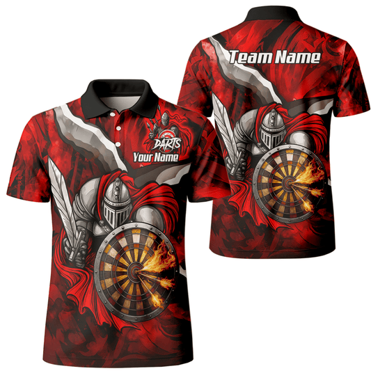 Personalisiertes Dart - Trikot für Herren – Motiv Ritter – Rot - Schwarz KN1834 - Outfitsuche