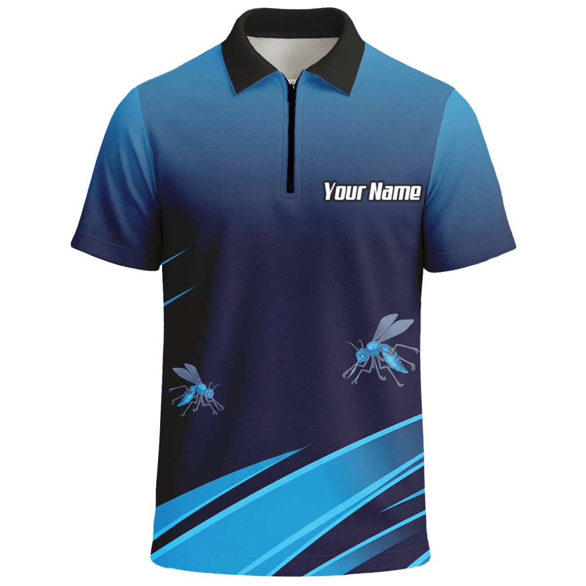 Personalisiertes Dart - Trikot Herren – Blaues Insekten - Design mit Wunschname M2903 - Outfitsuche