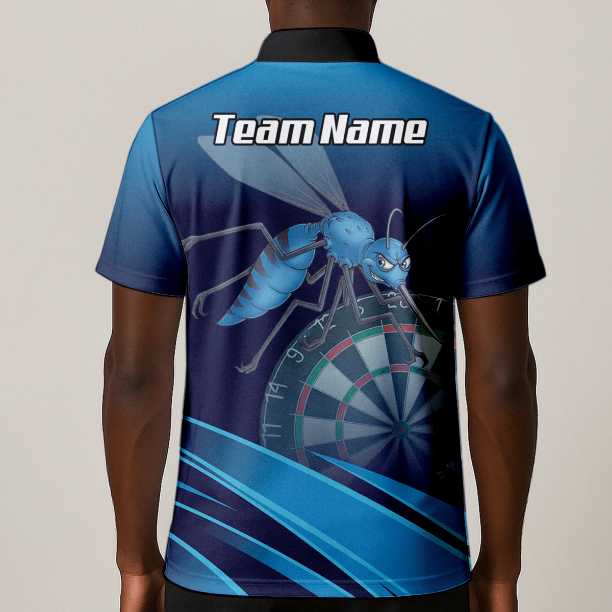 Personalisiertes Dart - Trikot Herren – Blaues Insekten - Design mit Wunschname M2903 - Outfitsuche