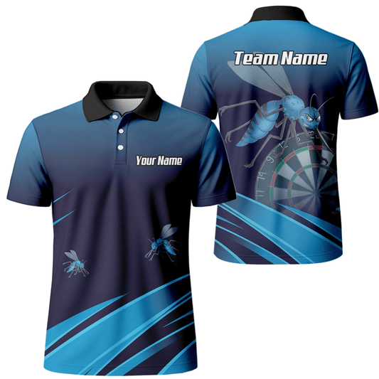 Personalisiertes Dart - Trikot Herren – Blaues Insekten - Design mit Wunschname M2903 - Outfitsuche