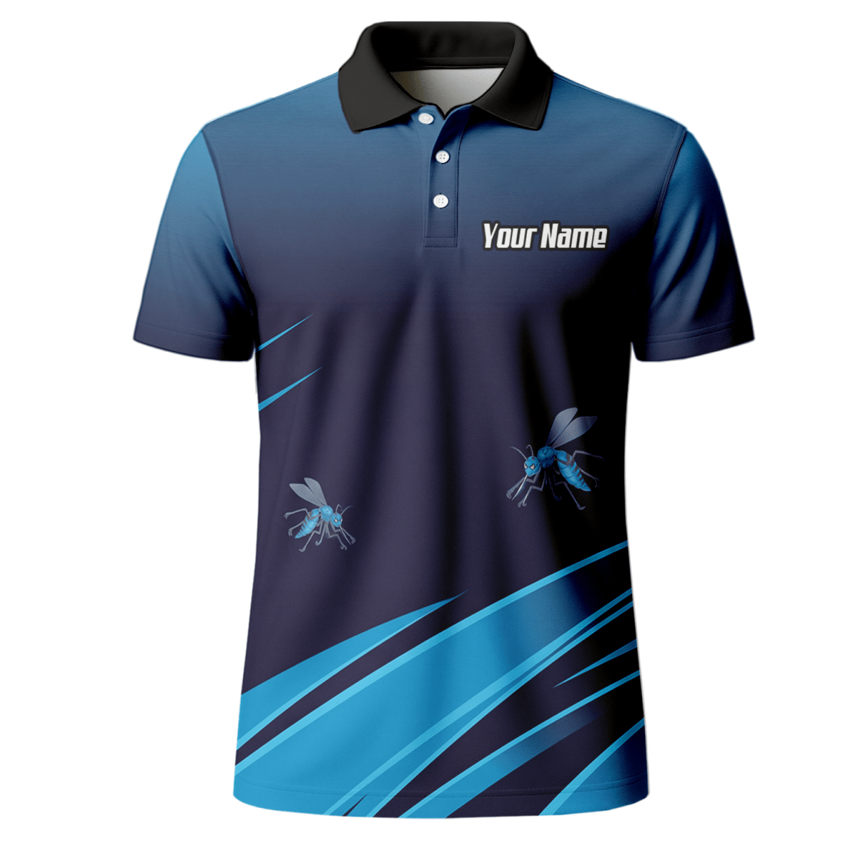 Personalisiertes Dart - Trikot Herren – Blaues Insekten - Design mit Wunschname M2903 - Outfitsuche