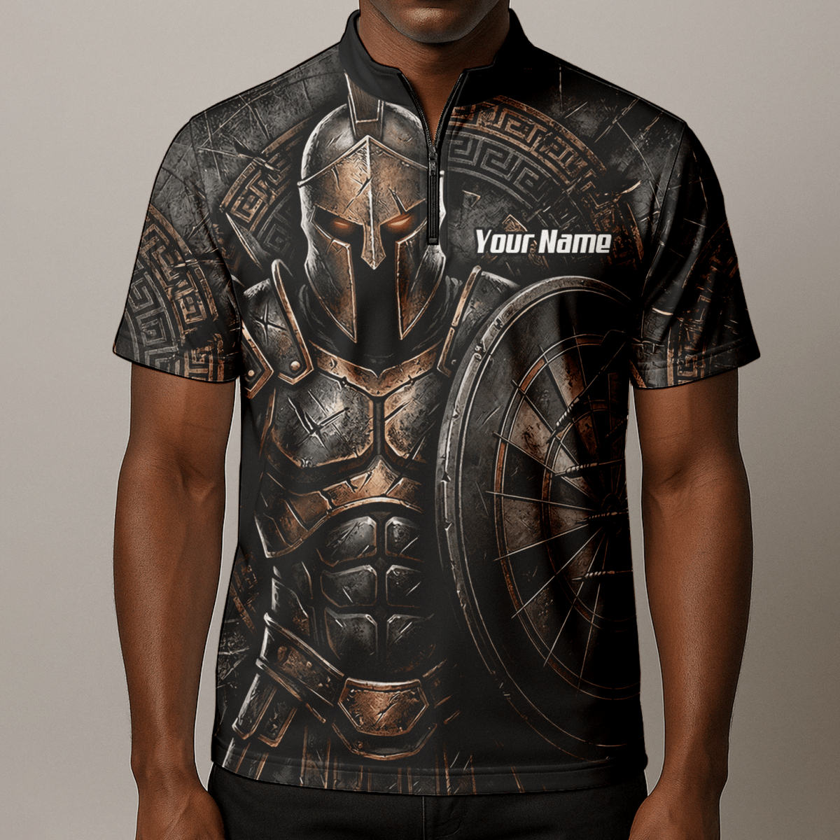 Personalisiertes Dart Trikot Herren – Spartanischer Krieger Bronze A8783 - Outfitsuche