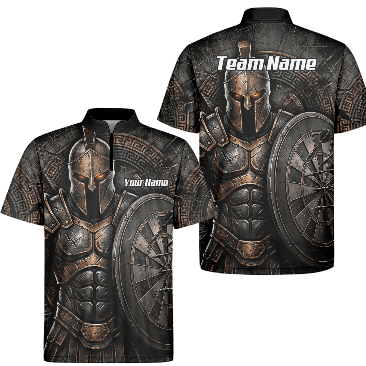 Personalisiertes Dart Trikot Herren – Spartanischer Krieger Bronze A8783 - Outfitsuche