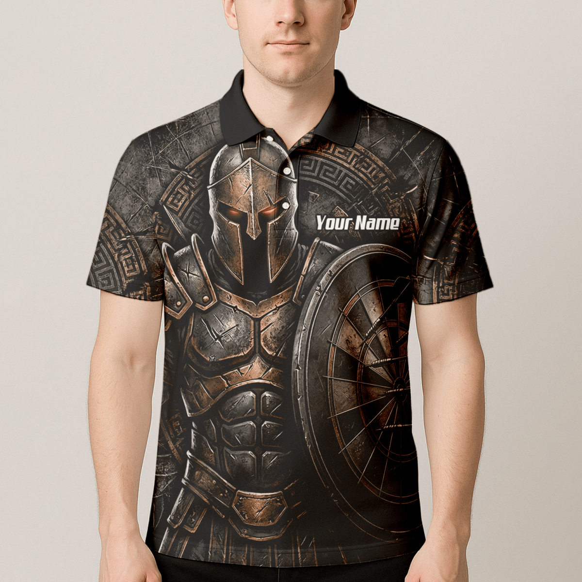 Personalisiertes Dart Trikot Herren – Spartanischer Krieger Bronze A8783 - Outfitsuche