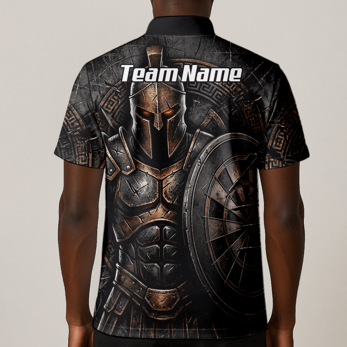 Personalisiertes Dart Trikot Herren – Spartanischer Krieger Bronze A8783 - Outfitsuche
