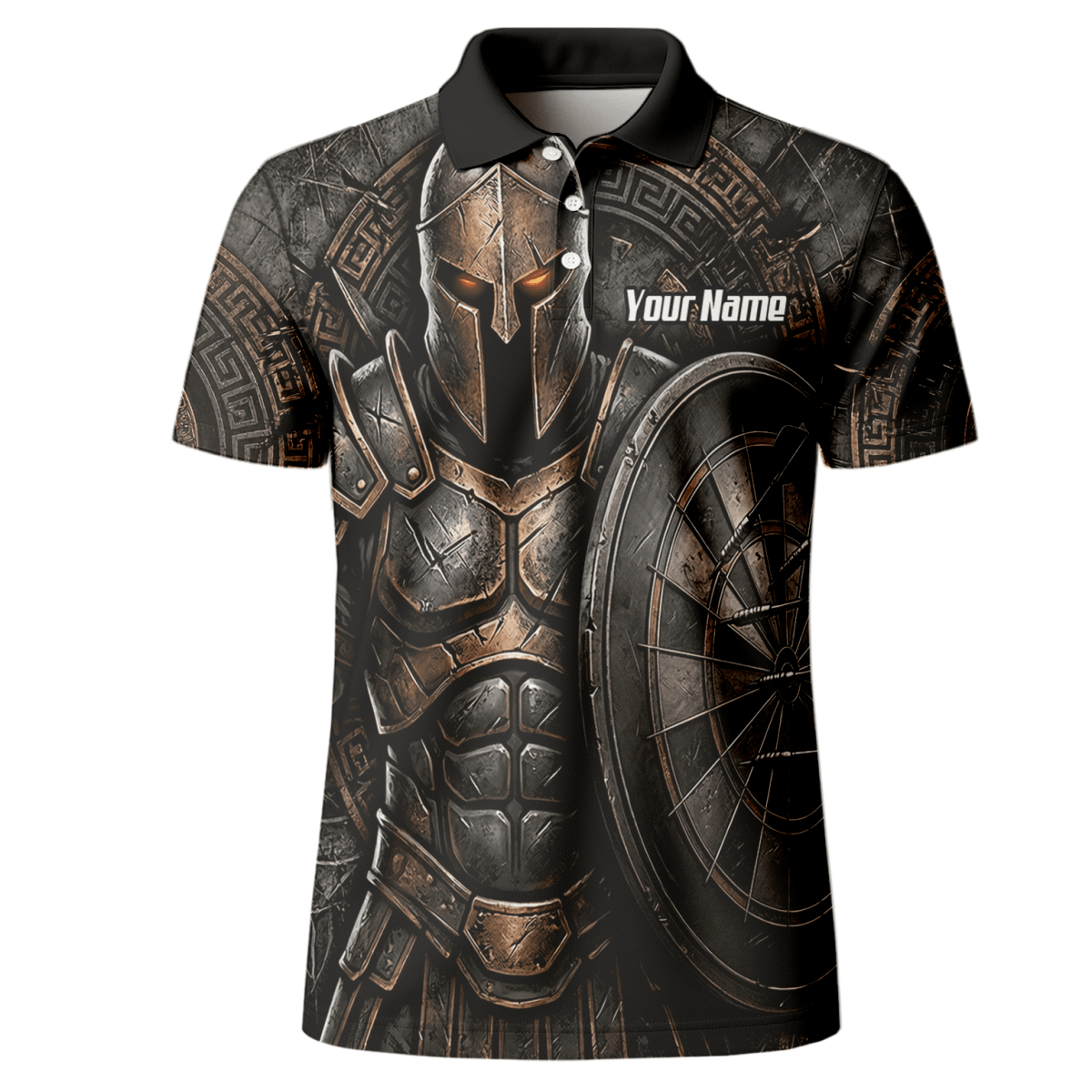 Personalisiertes Dart Trikot Herren – Spartanischer Krieger Bronze A8783 - Outfitsuche
