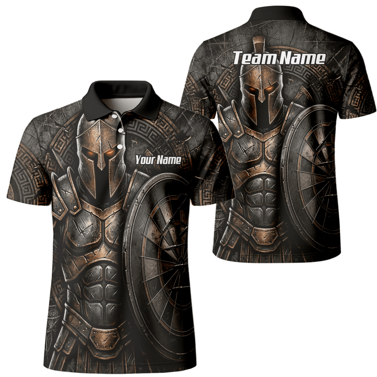 Personalisiertes Dart Trikot Herren – Spartanischer Krieger Bronze A8783 - Outfitsuche