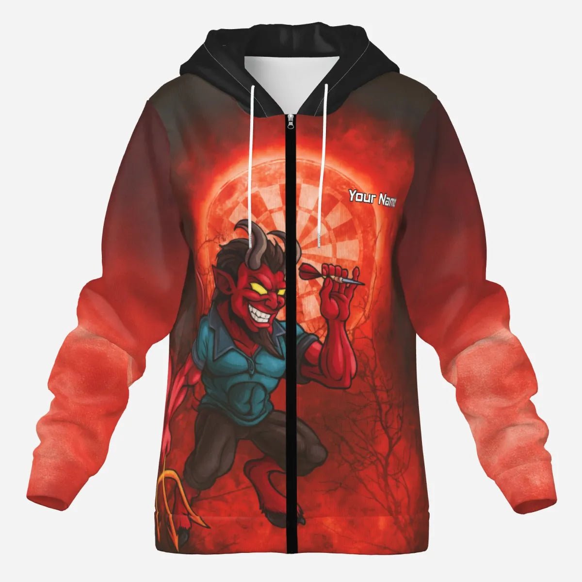 Personalisiertes Darts Jacke „Feuriger Teufel“ Rot-Schwarz für Herren G0994 - Outfitsuche