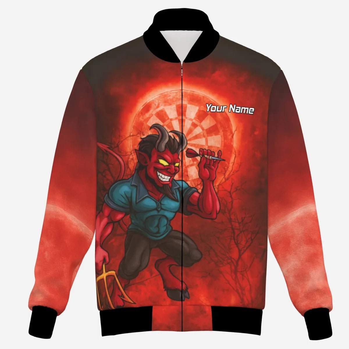 Personalisiertes Darts Jacke „Feuriger Teufel“ Rot-Schwarz für Herren G0994 - Outfitsuche