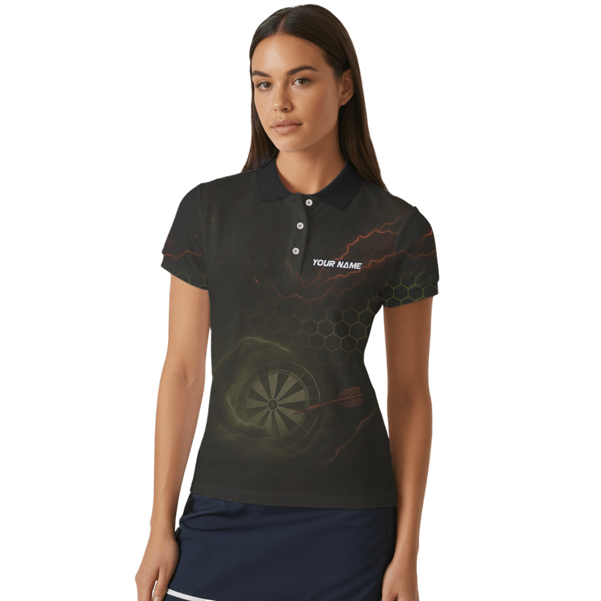 Personalisiertes Darts Polo Shirt für Damen | Wikinger Totenkopf | Mit Wunschname/Team K5251 - Outfitsuche