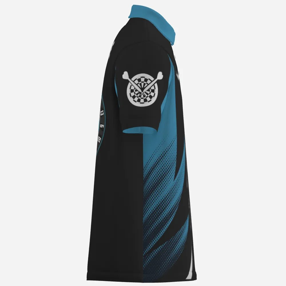 Personalisiertes Darts Polo Shirt mit Totenkopf-Motiv, schwarz-blau, individuell anpassbares Dart-Trikot für Herren J898 - Outfitsuche