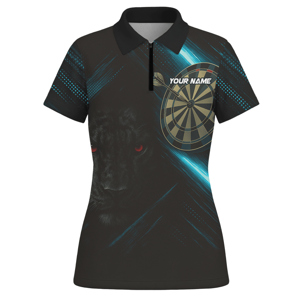 Personalisiertes Darts - Poloshirt für Damen, Schwarz – Kobra mit grünen Flammen P6781 - Outfitsuche