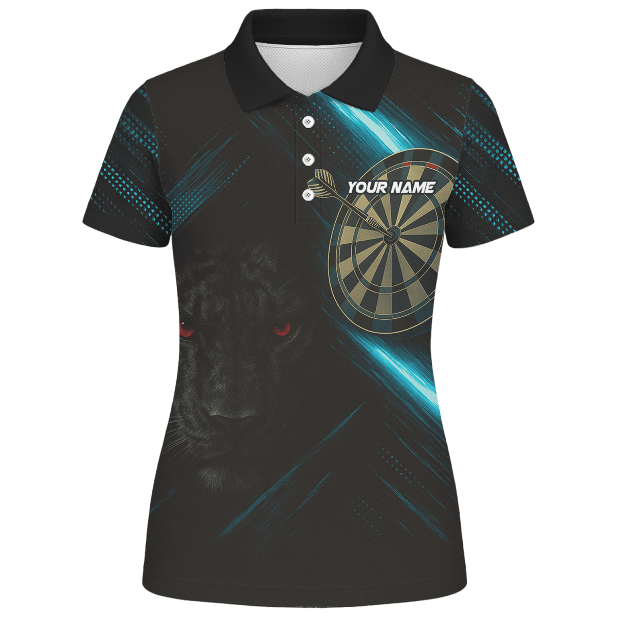 Personalisiertes Darts - Poloshirt für Damen, Schwarz – Kobra mit grünen Flammen P6781 - Outfitsuche