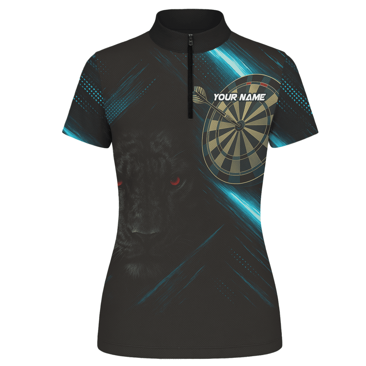 Personalisiertes Darts - Poloshirt für Damen, Schwarz – Kobra mit grünen Flammen P6781 - Outfitsuche
