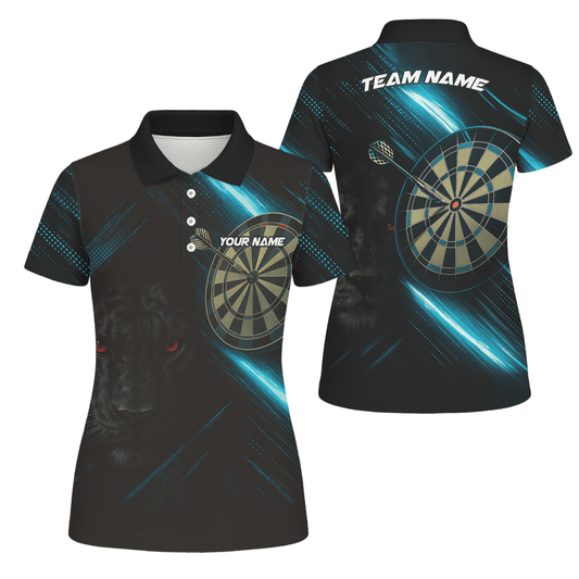 Personalisiertes Darts - Poloshirt für Damen, Schwarz – Kobra mit grünen Flammen P6781 - Outfitsuche